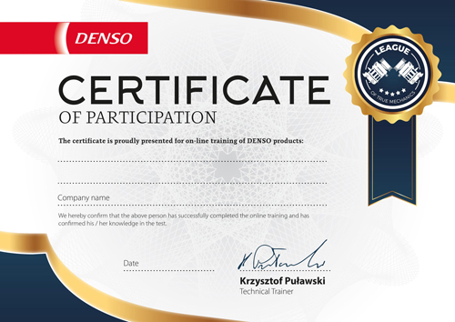 DENSO e Learning Certificate
